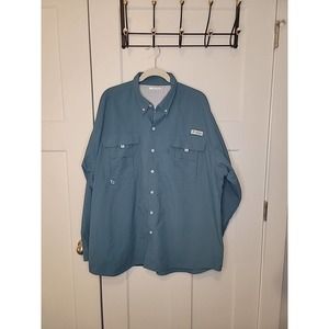 Columbia PFG Blue Long Sleeve Button Down Shirt 2X 2TF Omni Shade